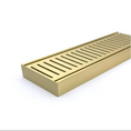 Load image into Gallery viewer, Enhance your bathroom with the Muses Ezy Flow Floor Grate in brushed gold. Measuring 100*100*21mm, it handles up to 5600mm with an 80mm waste outlet. Durable and stylish.-Floor Waste-Ezymall AU
