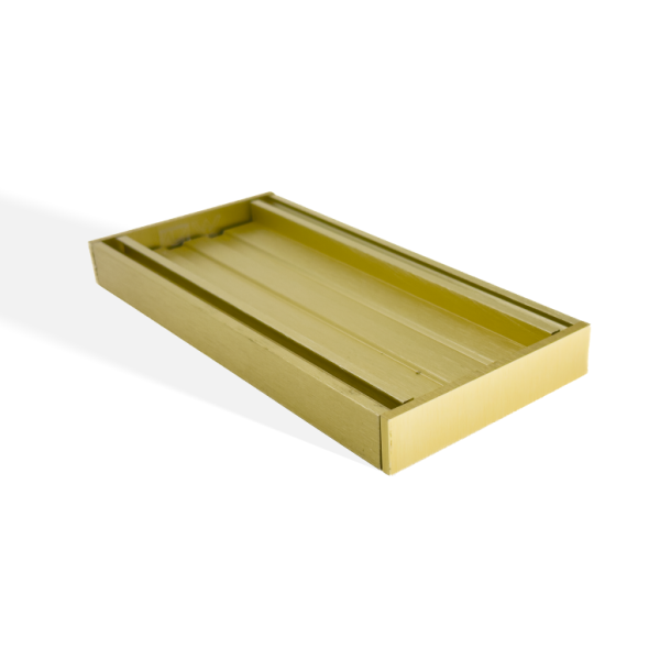 Get the Muses Ezy Flow tile insert grate in brushed gold. Measures 100*100*21mm with an 80mm waste outlet and a maximum flow rate of 5600mm. Order now!-Floor Waste-Ezymall AU