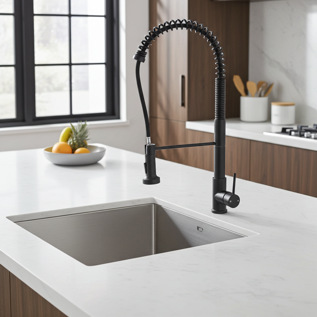 Solid Brass Pull Out 2 Water Flow Kitchen Mixer - Black