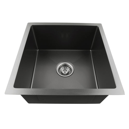 Stainless Steel Round Corner Handmade Single Bowl Kitchen Sink 440*440*205mm- Gunmetal Dark Grey