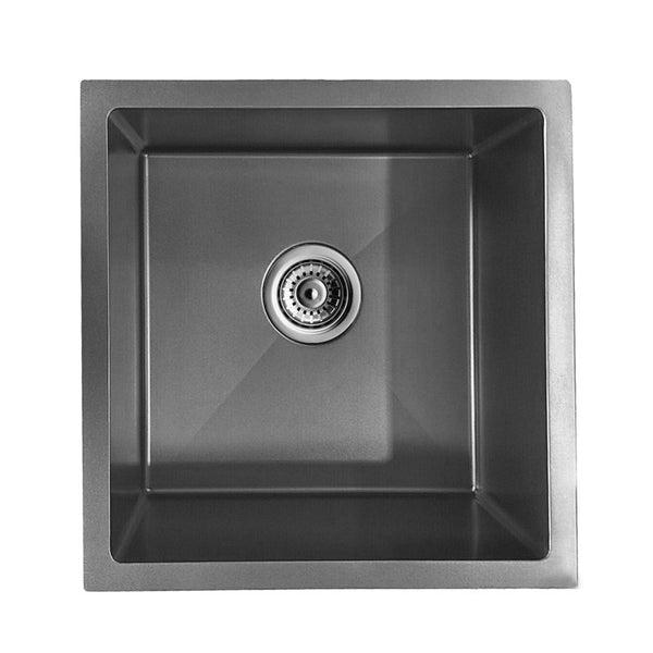 Stainless Steel Round Corner Handmade Single Bowl Kitchen Sink 440*440*205mm- Gunmetal Dark Grey