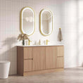 Load image into Gallery viewer, Upgrade your bathroom with the RITA 1480mm Freestanding Vanity. Elegant Oak finish, 2 doors, 4 drawers and premium top options available.-Vanity-Cabinet Only-Legs-Ezymall AU
