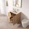 Load image into Gallery viewer, Upgrade your bathroom with the RITA 730mm Freestanding Vanity. Elegant Oak finish, 2 drawers, 1 door and premium top options available.-Vanity-Left Hand Drawers-Cabinet Only-Legs-Ezymall AU
