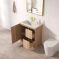 Load image into Gallery viewer, Upgrade your bathroom with the RITA 730mm Freestanding Vanity. Elegant Oak finish, 2 drawers, 1 door and premium top options available.-Vanity-Left Hand Drawers-Cabinet Only-Legs-Ezymall AU
