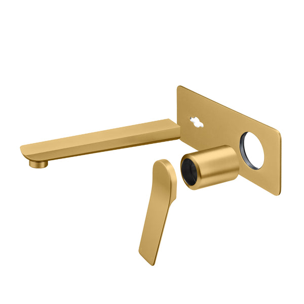 Solid Brass Basin/Bath Mixer - Brushed Brass Gold, RUSHY – alternate view 2
