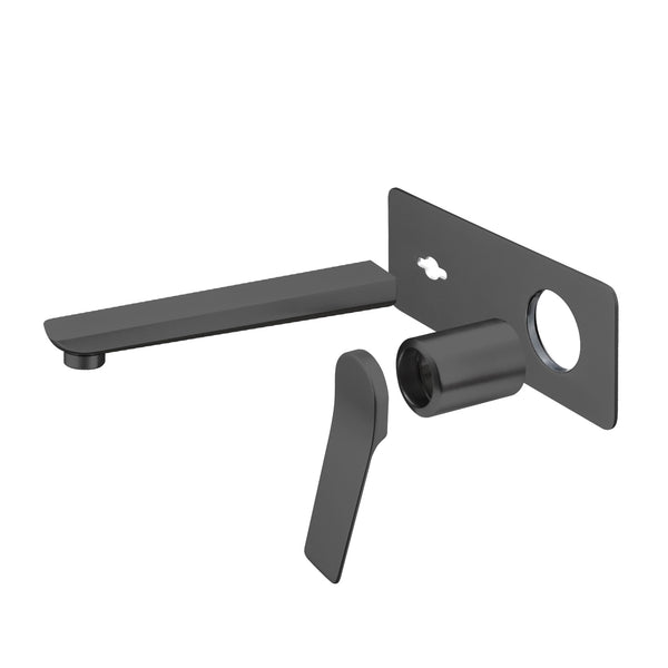 Solid Brass Basin/Bath Mixer - Brushed Gunmetal Dark Grey, RUSHY – alternate view 2
