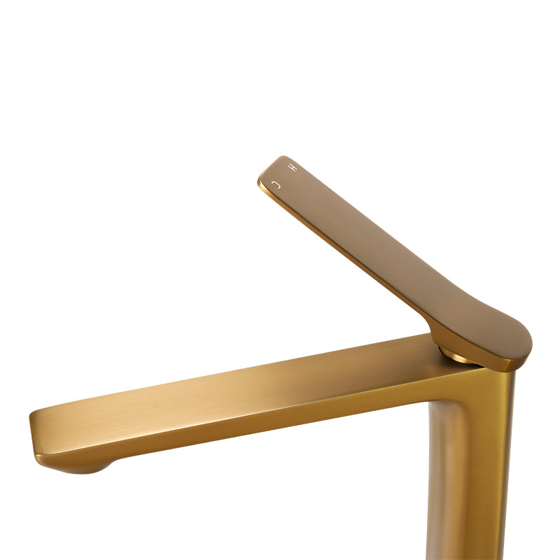 Upgrade your basin with the RUSHY Solid Brass Tall Basin Mixer in brushed brass gold. Durable and stylish design. Enhance your bathroom today!-Basin Mixer-Ezymall AU