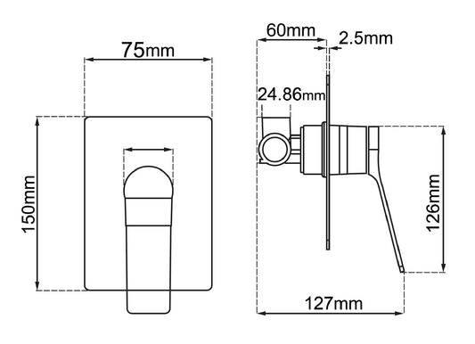 RUSHY solid brass wall mixer tap chrome silver – view 2