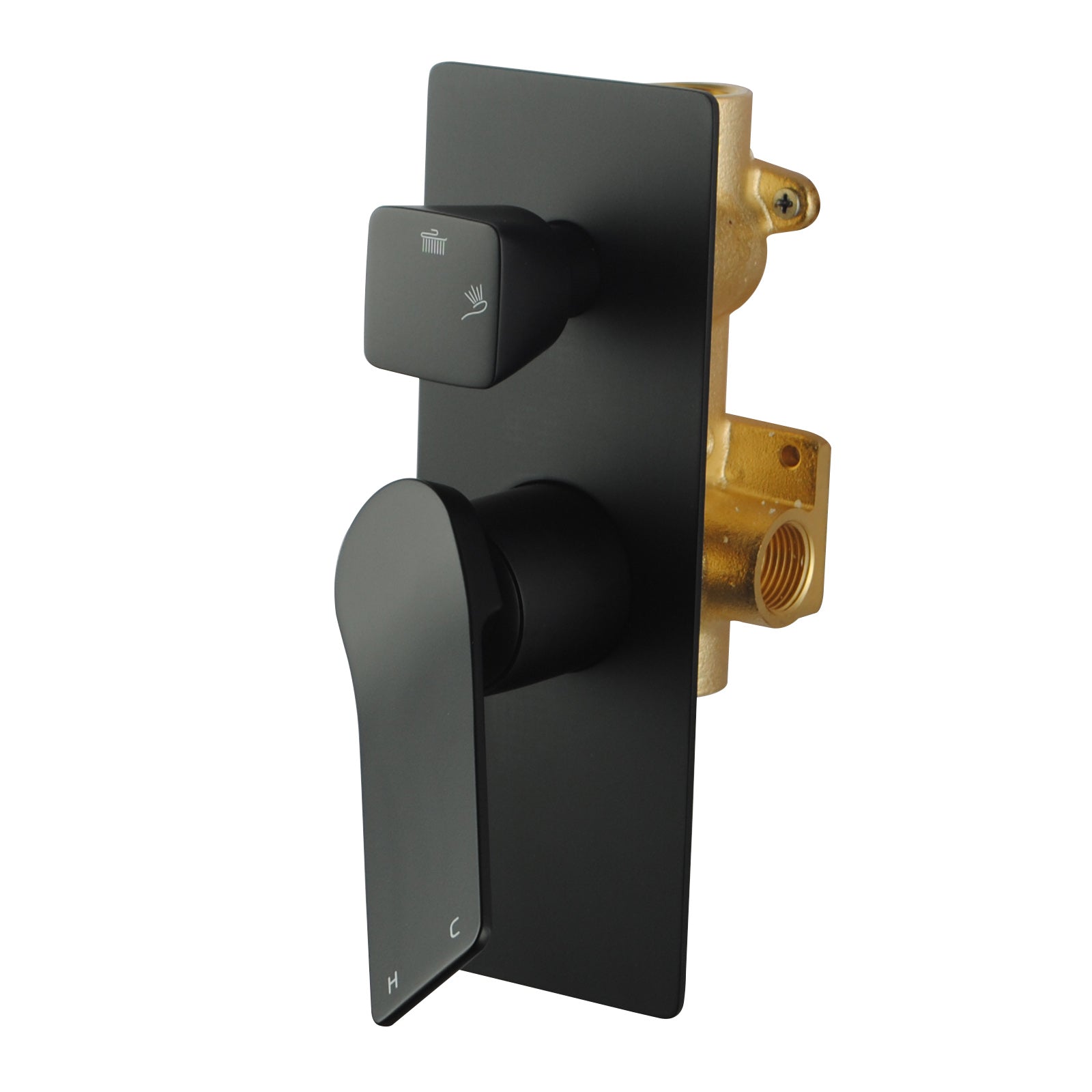 Upgrade your bathroom with the RUSHY Solid Brass Diverter Mixer in sleek black. Durable construction and modern design. Shop now for quality and style!-Diverter Mixer-Ezymall AU
