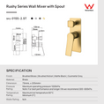 Load image into Gallery viewer, Upgrade your shower with the RUSHY Solid Brass Diverter Mixer in Brushed Brass Gold. This luxurious and durable mixer adds elegance to your bathroom.-Diverter Mixer-Ezymall AU
