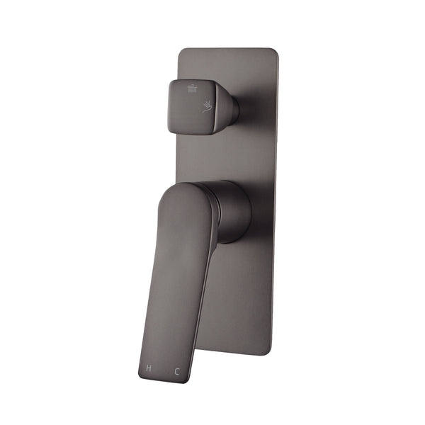 Upgrade your shower with the RUSHY Solid Brass Diverter Mixer in Gunmetal Dark Grey. This modern and durable mixer adds a sleek touch to your bathroom.-Diverter Mixer-Ezymall AU