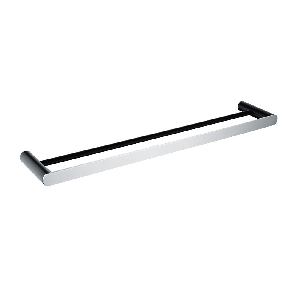 Upgrade your bathroom with the RUSHY 600mm Stainless Steel Double Towel Rail in Black and Chrome Silver. Stylish, durable, and easy to install. Shop now!-Towel Rail-Ezymall AU