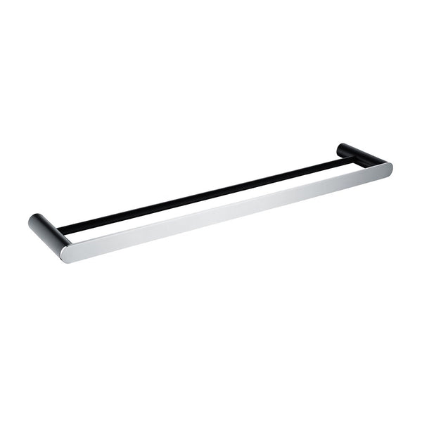 Upgrade your bathroom with the RUSHY 600mm Stainless Steel Double Towel Rail in Black and Chrome Silver. Stylish, durable, and easy to install. Shop now!-Towel Rail-Ezymall AU