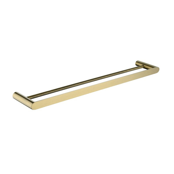 Enhance your bathroom with the RUSHY Stainless Steel 600mm Double Towel Rail in Brushed Brass Gold. Durable and stylish, this towel rail provides ample space. Fast shipping Australia wide.-Towel Rail-Ezymall AU