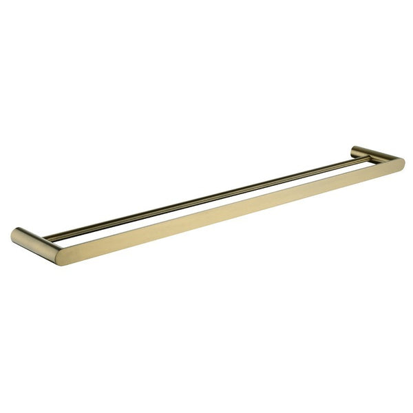 Enhance your bathroom with the RUSHY Stainless Steel 800mm Double Towel Rail in Brushed Brass Gold. Durable and stylish, this towel rail provides ample space. Fast shipping Australia wide.-Towel Rail-Ezymall AU