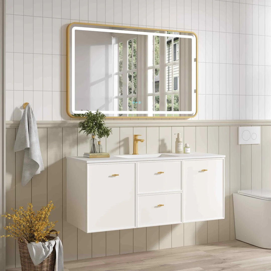 Upgrade your bathroom with the Seattle 1200mm Wall Hung Vanity. Single or double bowl options, generous storage and premium top selections.-Vanity-Cabinet Only-Ezymall AU