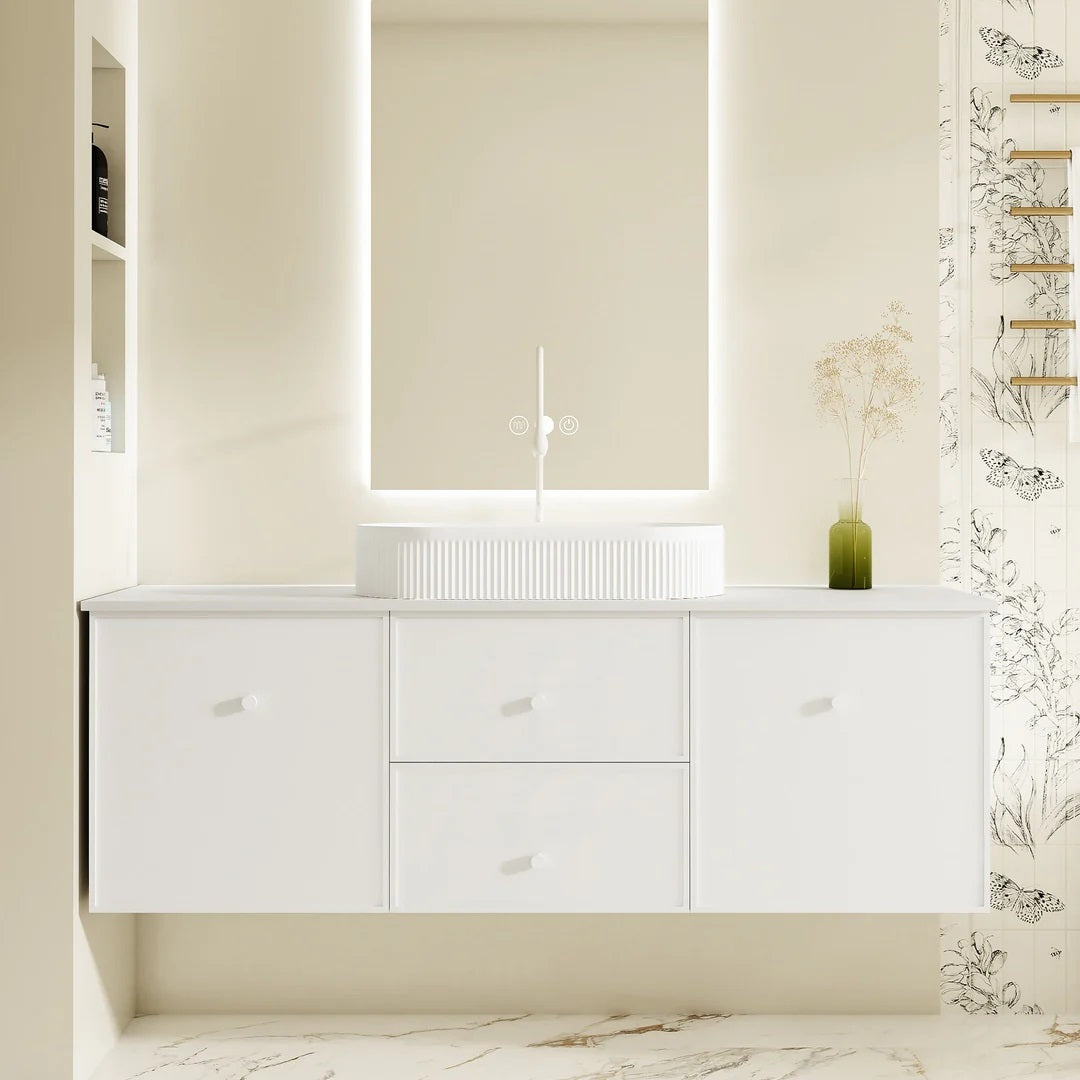 Upgrade your bathroom with the Seattle 1500mm Wall Hung Vanity. Generous storage, flexible basin options and premium top selections.-Vanity-Ceramic Top (Single Bowl)-Ezymall AU