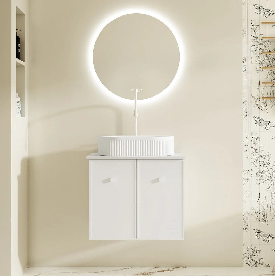Upgrade your bathroom with the Seattle 600mm Wall Hung Vanity. Matt White finish, two-door storage and premium top options available.-Vanity-Cabinet Only-Ezymall AU