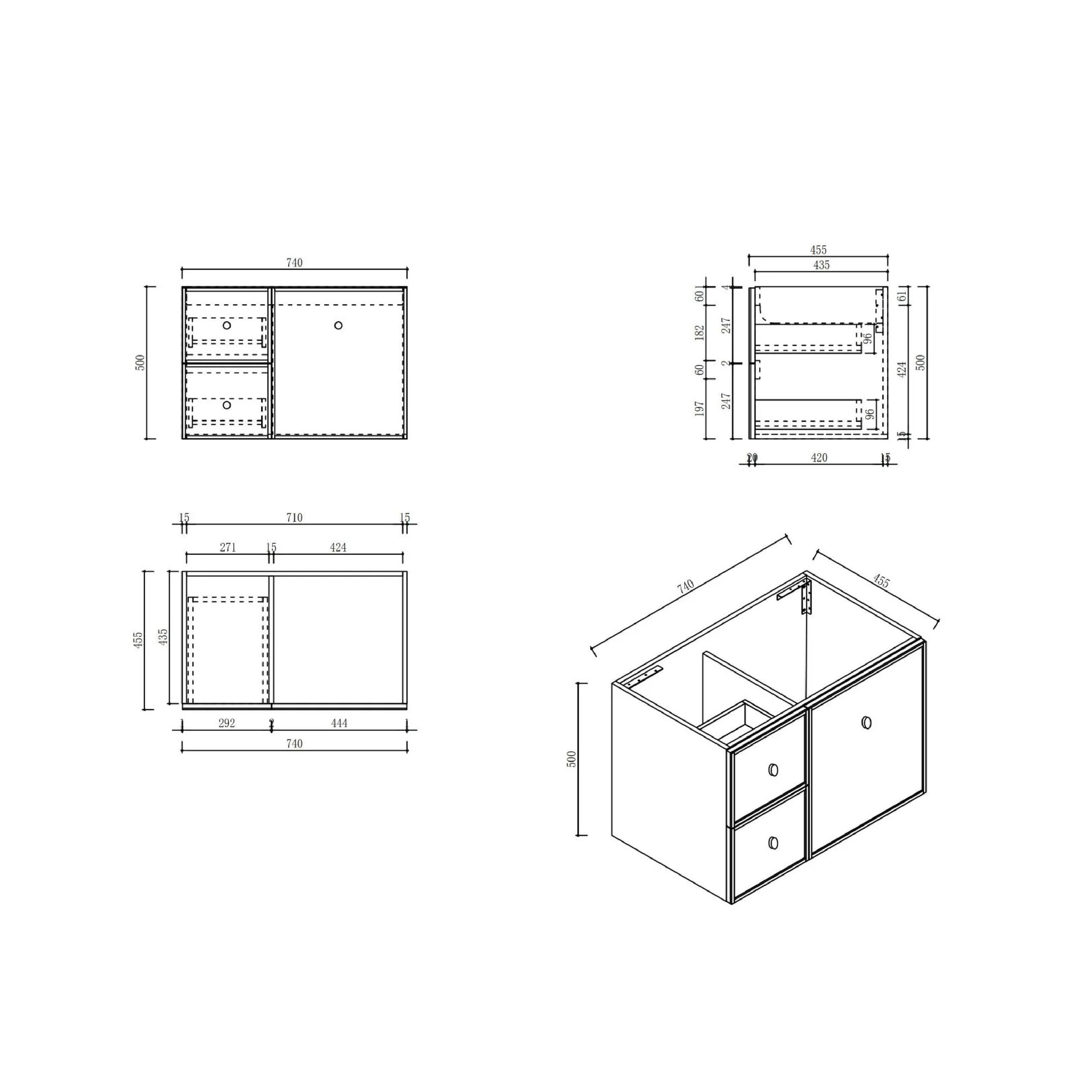 Upgrade your bathroom with the Seattle 750mm Wall Hung Vanity. Matt White finish, soft-close drawers and premium top options available.-Vanity-Cabinet Only-Ezymall AU