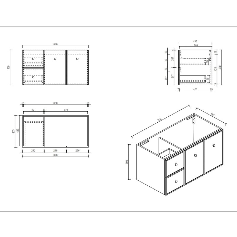 Upgrade your bathroom with the Seattle 900mm Wall Hung Vanity. Matt White finish, 2 doors, 2 drawers and premium top options available.-Vanity-Cabinet Only-Ezymall AU