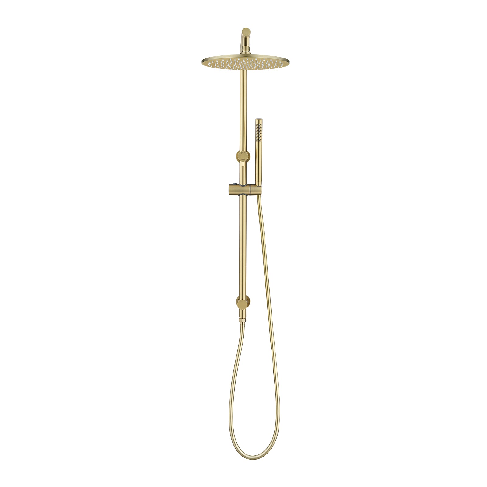 Premium solid brass shower rail set with overhead shower, handheld spray, diverter, flexible wall elbow and 3 Star WELS water efficiency.-Shower Station-Ezymall AU