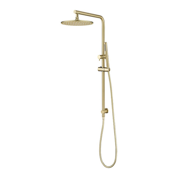 Premium solid brass shower rail set with overhead shower, handheld spray, diverter, flexible wall elbow and 3 Star WELS water efficiency.-Shower Station-Ezymall AU