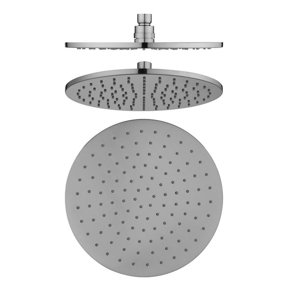 Experience a luxurious shower with the Solid Brass 250mm Shower Head Round in Brushed Nickel Silver. This shower head provides a wide and even spray for a relaxing shower experience. Shop now!-Shower Head-Ezymall AU