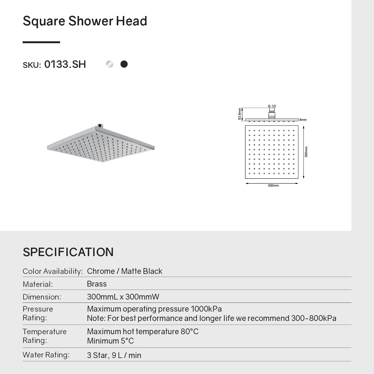 Enjoy a refreshing shower experience with our Stainless Steel 300mm Shower Head Square in Chrome Silver. Modern design and easy to install. Shop now at Ezymall Australia!-Shower Head-Ezymall AU