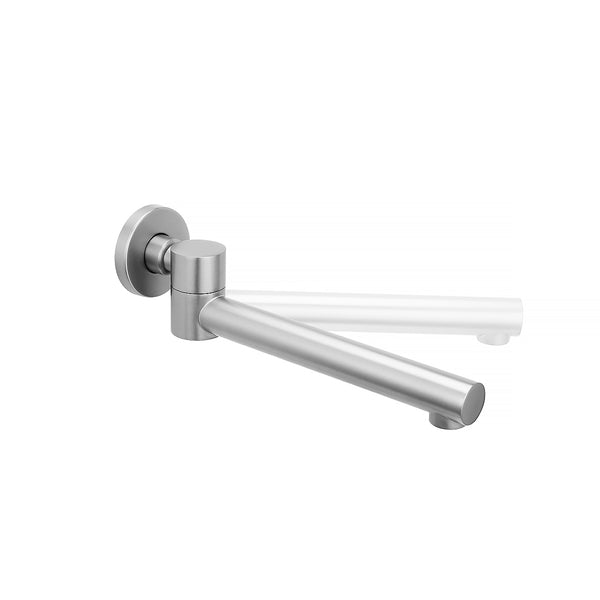 Add a touch of sophistication with this solid brass swivel wall spout in brushed nickel silver. The round design complements any basin or bath. Durable and easy to install.-Swivel Spout-Ezymall AU