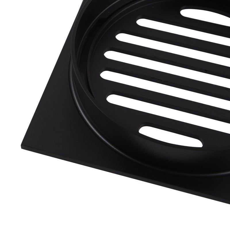 Install the Solid Brass Floor Drain (110x110mm) in Black. Durable and efficient, this floor drain prevents clogging and adds a modern touch to your bathroom. Perfect for any contemporary space. Shop now!-Floor Waste-Ezymall AU