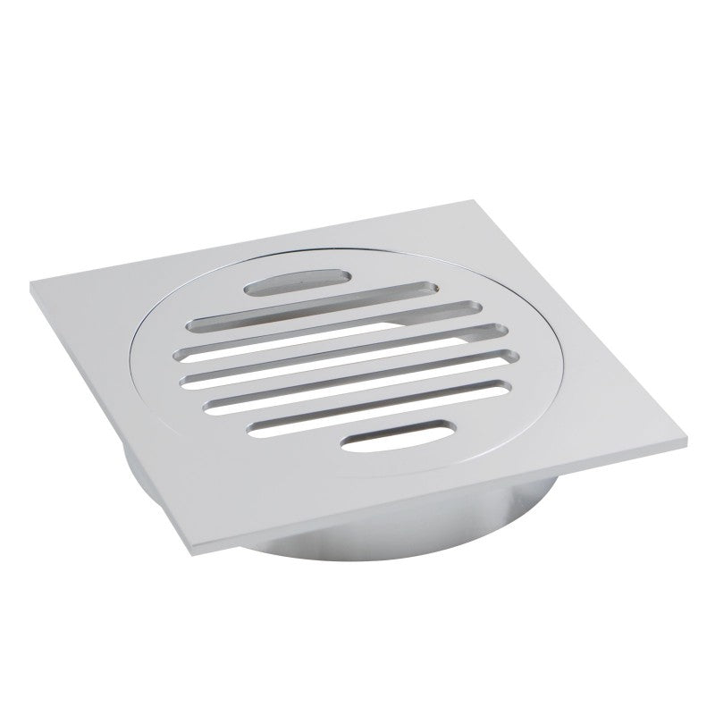 Get a Solid Brass Floor Drain (110x110mm) in Chrome Silver. Durable and stylish, perfect for any bathroom. High-quality materials. Shop now!-Floor Waste-Ezymall AU