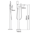 Load image into Gallery viewer, Chrome freestanding bath tap with handheld shower, solid brass construction, ceramic cartridge and 3 Star WELS rating for modern bathrooms.-Freestanding Shower Station-Ezymall AU

