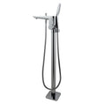 Load image into Gallery viewer, Chrome freestanding bath tap with handheld shower, solid brass construction, ceramic cartridge and 3 Star WELS rating for modern bathrooms.-Freestanding Shower Station-Ezymall AU
