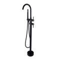 Load image into Gallery viewer, Enhance your bathroom with this solid brass freestanding shower head & swivel spout tap in black. Modern design meets quality brass construction. Fast shipping Australia wide.-Freestanding Shower Station-Ezymall AU
