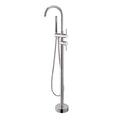 Load image into Gallery viewer, Enhance your bathroom with our Solid Brass Freestanding Handheld Shower Head & Swivel Spout Tap in Brushed Nickel Silver. Stylish and durable. Fast shipping across Australia.-Freestanding Shower Station-Ezymall AU
