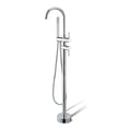 Load image into Gallery viewer, Upgrade your bathroom with this solid brass freestanding shower head & swivel spout tap in chrome silver. Enjoy a luxurious shower experience with a sleek design. Shop now!-Freestanding Shower Station-Ezymall AU
