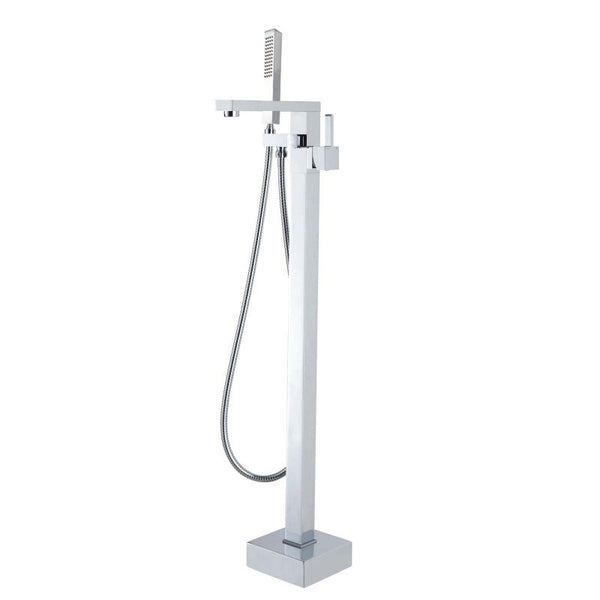 Enhance your bathroom with this solid brass freestanding handheld shower head & swivel spout tap II in chrome silver. Durable, stylish, and easy to install!-Freestanding Shower Station-Ezymall AU