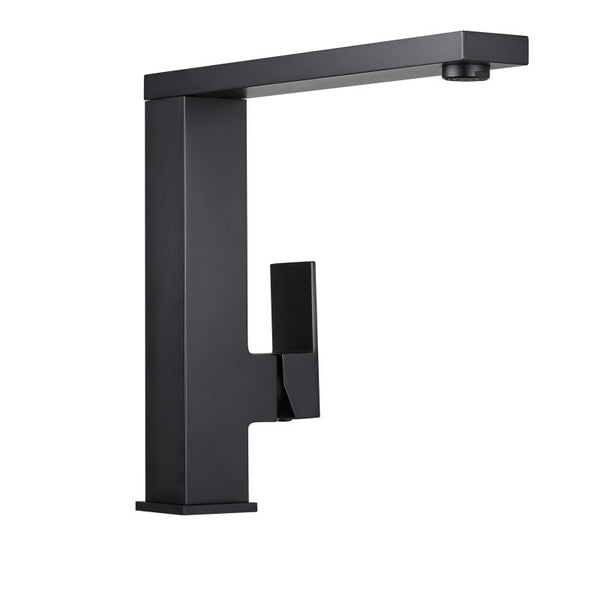 Modern matte black kitchen mixer tap with solid brass construction, sleek square design and WaterMark certification. Easy to install and built for everyday use.-Kitchen Mixer-Ezymall AU