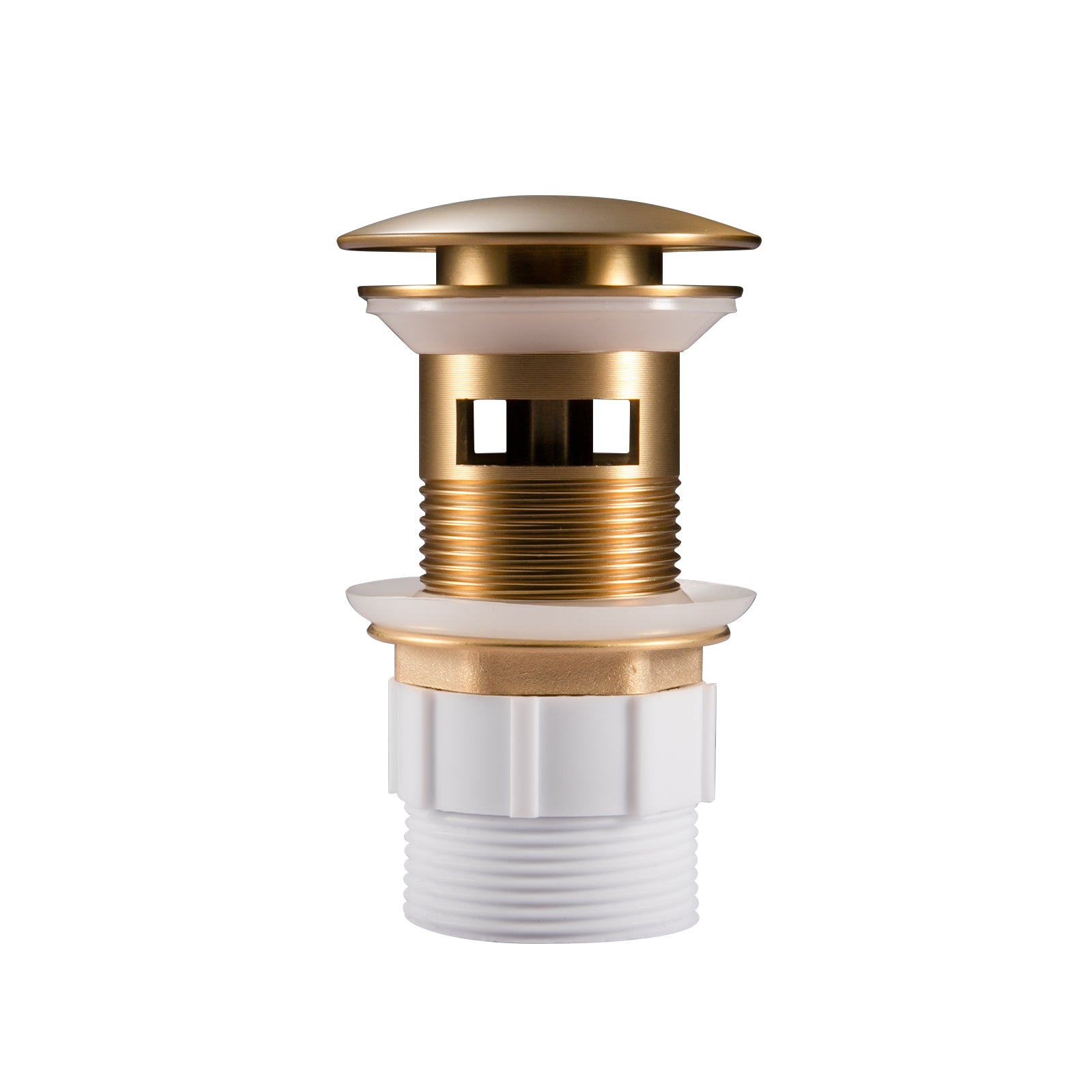 Enhance your basin with our Solid Brass Mushroom Pop Up Waste. Designed with overflow and a 32/40mm size, this brushed brass gold waste combines durability with a modern aesthetic. Perfect for any contemporary bathroom.-Sink Waste-Ezymall AU
