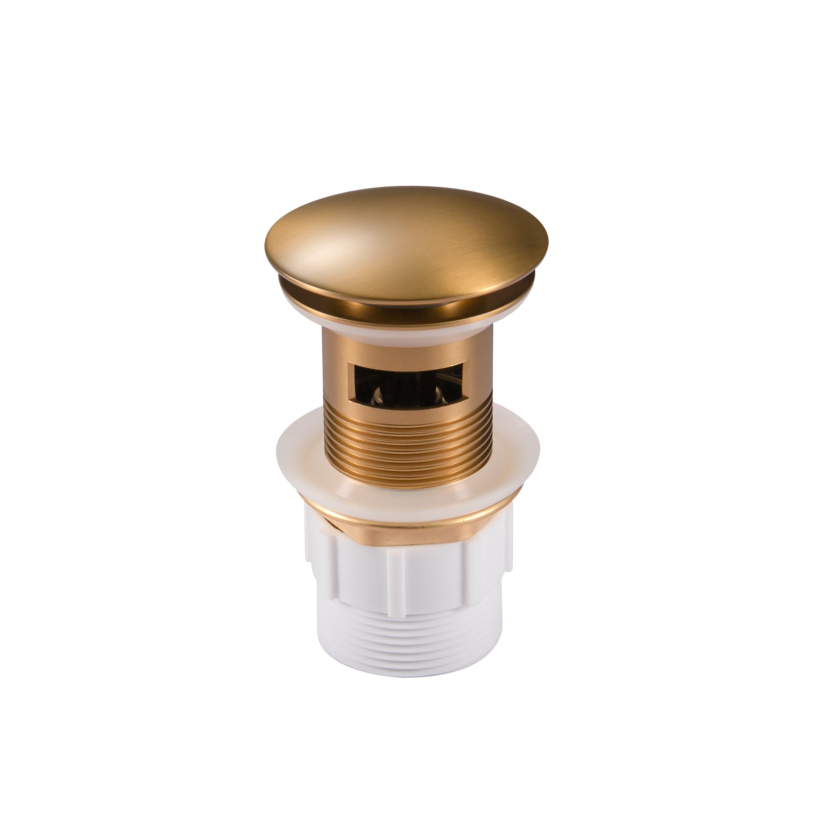 Enhance your basin with our Solid Brass Mushroom Pop Up Waste. Designed with overflow and a 32/40mm size, this brushed brass gold waste combines durability with a modern aesthetic. Perfect for any contemporary bathroom.-Sink Waste-Ezymall AU