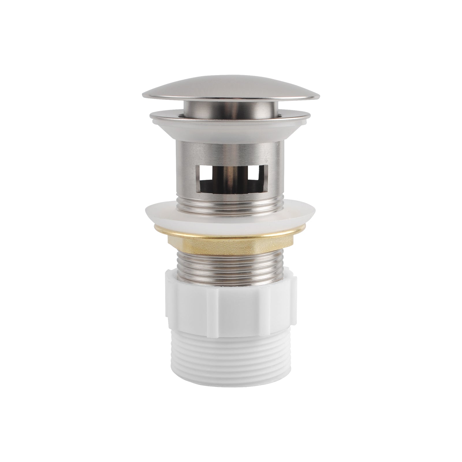 Upgrade your basin with our Solid Brass Mushroom Pop Up Waste in Brushed Nickel Silver. Designed with overflow 32/40mm. Shop now for durability and style.-Sink Waste-Ezymall AU