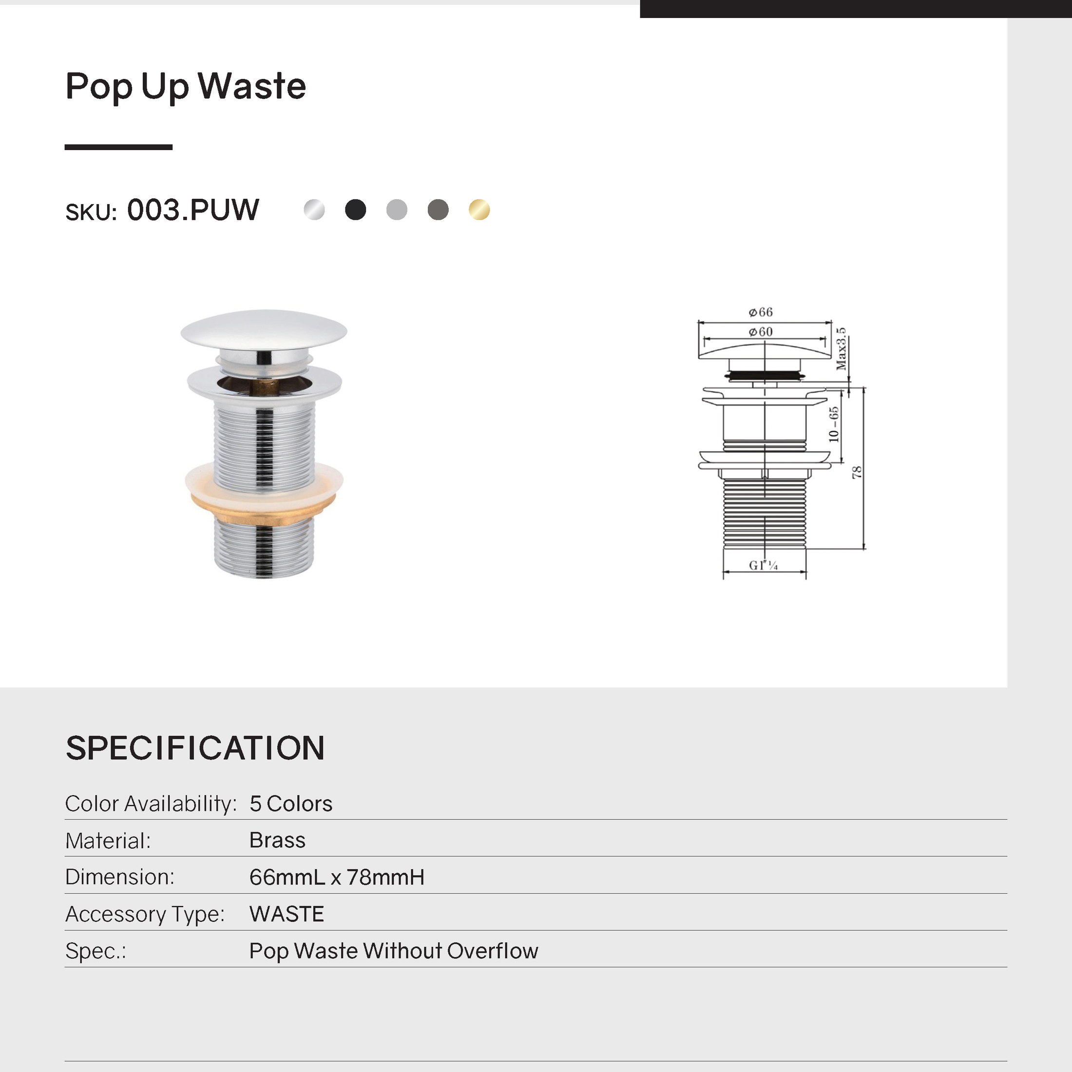 Upgrade your basin with our Solid Brass Mushroom Pop Up Waste in Black. Designed without overflow 32/40mm for a sleek look. Shop now for durability and style.-Sink Waste-Ezymall AU