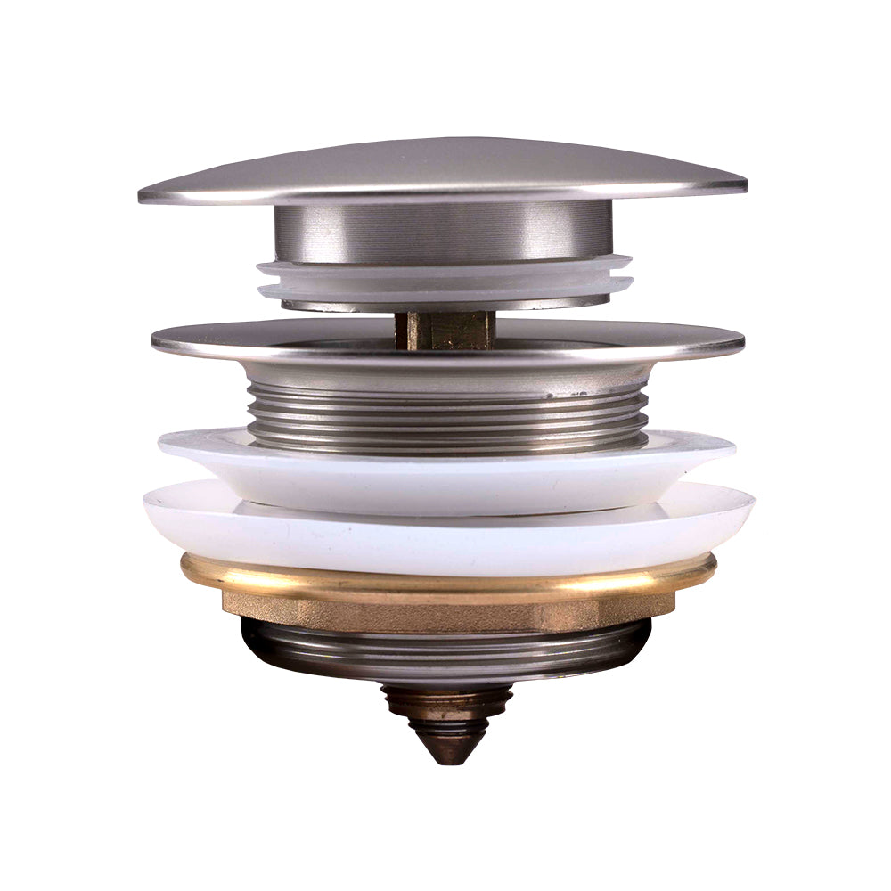 Upgrade your bathtub with our Solid Brass Mushroom Pop Up Waste without Overflow in brushed nickel silver. High-quality solid brass construction ensures durability.-Sink Waste-Ezymall AU