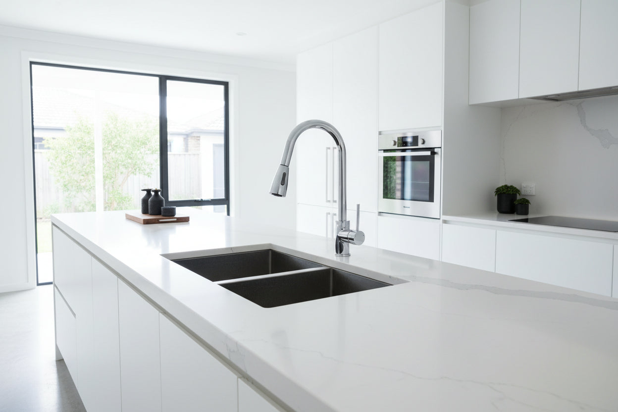 Get a Solid Brass Pull Out Kitchen Mixer in Chrome Silver with 2 Water Flow Patterns. Durable, stylish, and easy to use. Perfect for modern kitchens. Buy now!-Kitchen Mixer-Ezymall AU