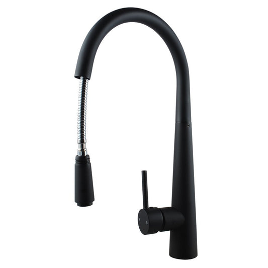 Black pull Out Kitchen Mixer with pull-out spray head extended