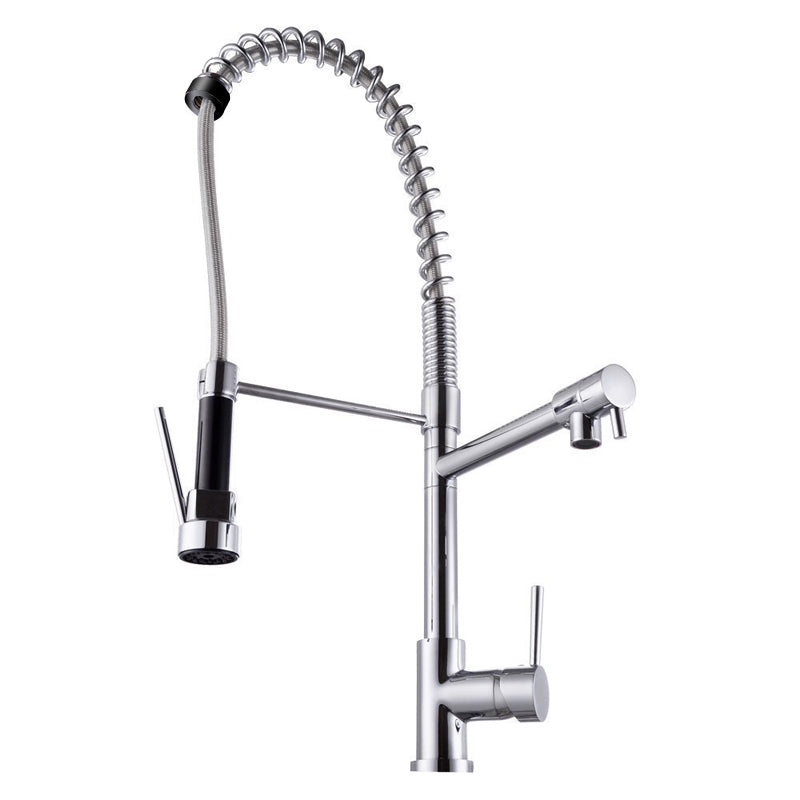 Upgrade your kitchen with this solid brass pull-out kitchen mixer in chrome silver. Durable, stylish, and functional. Perfect for any modern kitchen. Shop now!-Kitchen Mixer-Ezymall AU