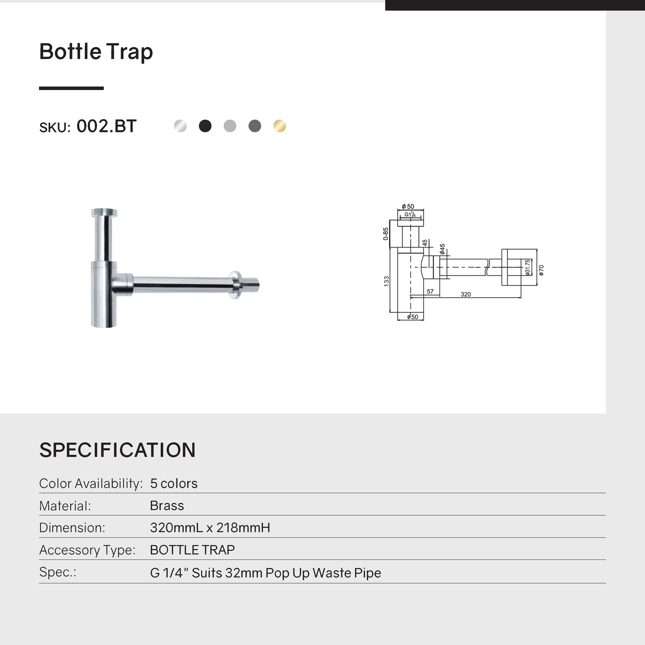 Upgrade your bathroom with this Solid Brass Round Bottle Trap in Black. Durable, stylish, and easy to install. Perfect for modern bathrooms. Shop at Ezymall today!-Bottle Trap-Ezymall AU