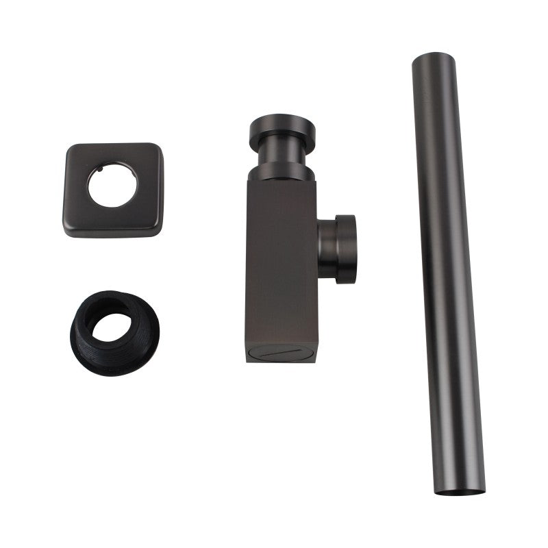 Enhance your bathroom with a Solid Brass Square Bottle Trap in Gunmetal Grey. Durable, stylish, and easy to install. Perfect for contemporary bathrooms. Order now!-Bottle Trap-Ezymall AU