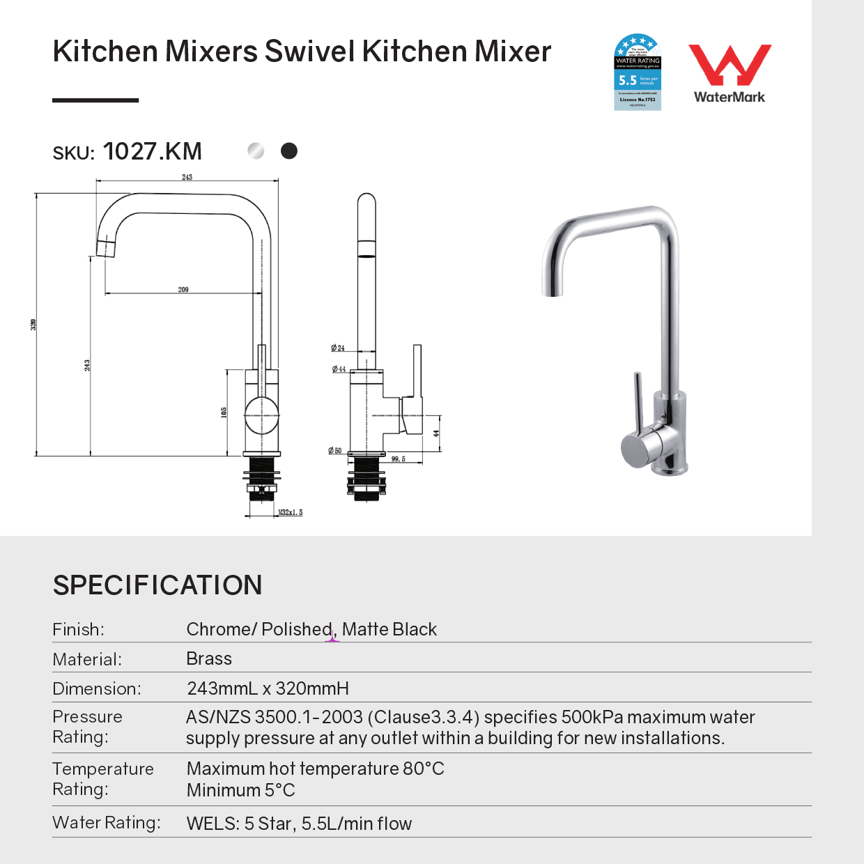 Upgrade your kitchen with our Solid Brass Standard Bauhaus Kitchen Mixer in Chrome Silver. Durable, stylish, and easy to install. Fast shipping across Australia.-Kitchen Mixer-Ezymall AU