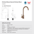 Load image into Gallery viewer, Brushed copper standard Kitchen Mixer specifications sheet
